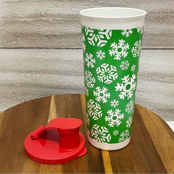 Tupperware Tumbler Cups Holiday 16 oz with Flip Lid Christmas snowflake - Picture 7 of 8
